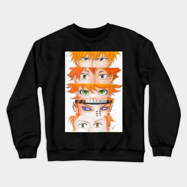 orange haired anime characters Crewneck Sweatshirt by senpai_lvl3000